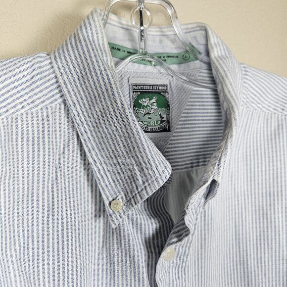 McIntosh & Seymour Vintage Soccer Shirt Embroidered Striped Cotton Garage Mens L - Picture 5 of 16